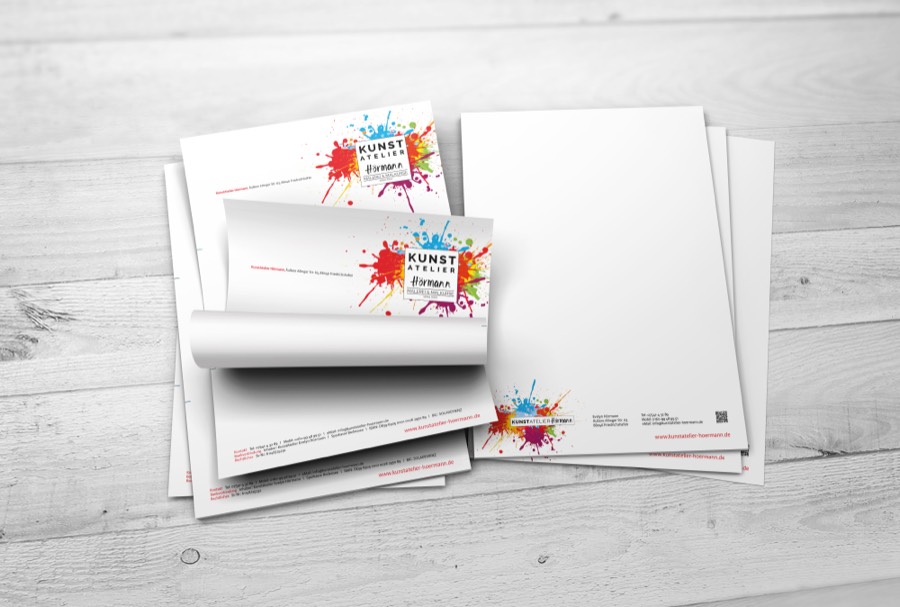 Briefpapier Kunstatelier – Referenzprojekt von Werbedesign Haug